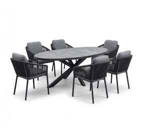 AVH-Collectie Ohio Joshua dining tuinset 241x116xH74 cm 7 delig antraciet keramiek AVH-Collectie Ohio Joshua dining tuinset 241x116xH74 cm 7 delig antraciet keramiek