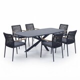 AVH-Collectie Sayanora Salta dining tuinset 240x110xH74 cm 7 delig antraciet keramiek AVH-Collectie Sayanora Salta dining tuinset 240x110xH74 cm 7 delig antraciet keramiek