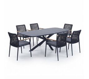 AVH-Collectie Sayanora Salta dining tuinset 240x110xH74 cm 7 delig antraciet keramiek AVH-Collectie Sayanora Salta dining tuinset 240x110xH74 cm 7 delig antraciet keramiek