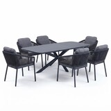 AVH-Collectie Sayanora Joshua dining tuinset 7 delig 240x110xH74 cm antraciet keramiek
