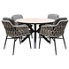 AVH-Collectie Quincy Luxor dining tuinset 120xH75 cm rond 5 delig antraciet polywood
