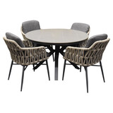 AVH-Collectie Samantha Luxor dining tuinset 120xH75 cm rond 5 delig antraciet keramiek