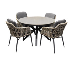 AVH-Collectie Samantha Luxor dining tuinset 120xH75 cm rond 5 delig antraciet keramiek AVH-Collectie Samantha Luxor dining tuinset 120xH75 cm rond 5 delig antraciet keramiek
