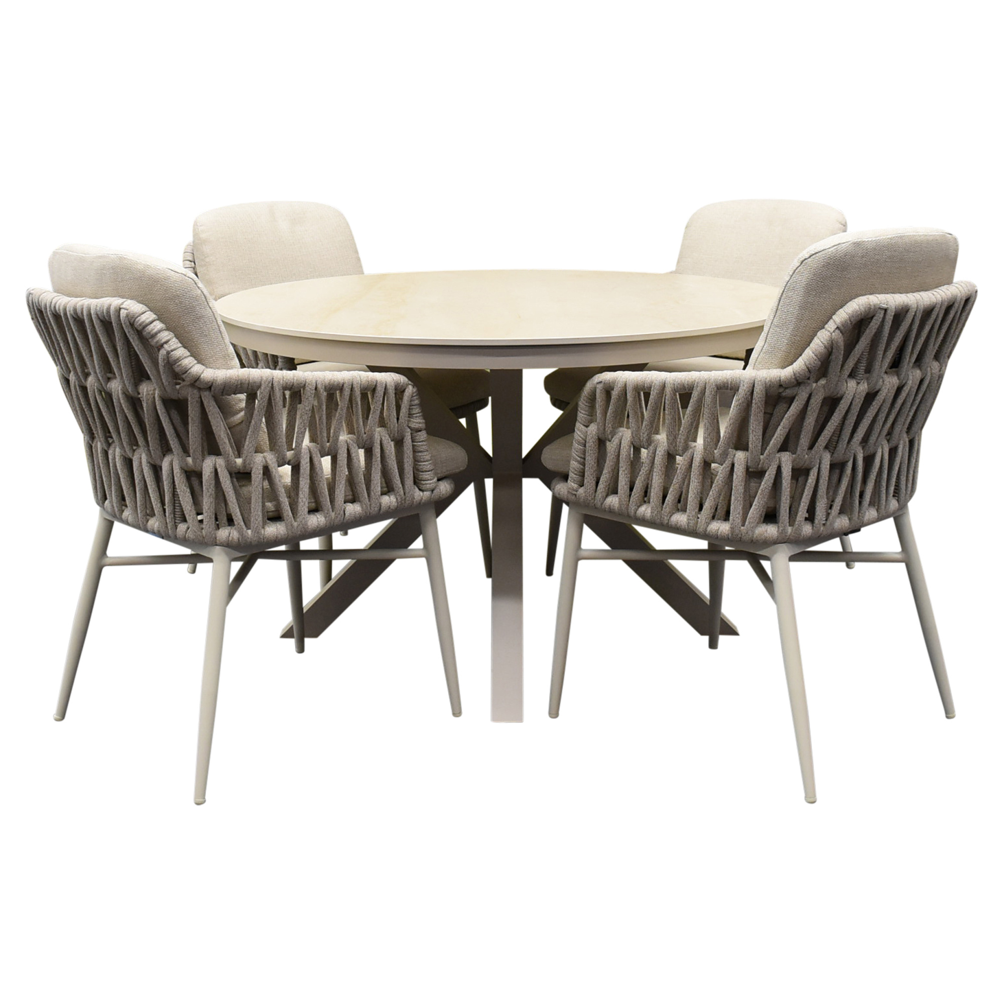 AVH-Collectie Samantha Luxor dining tuinset 120xH75 cm 5 delig latte keramiek