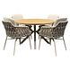AVH-Collectie Quincy Luxor dining tuinset 120xH75 cm 5 delig latte polywood