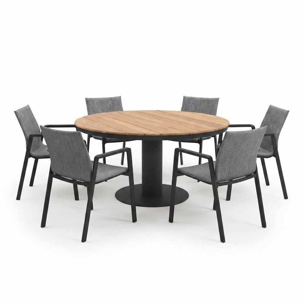 AVH-Collectie Palazzo Nancy dining tuinset 160xH75 cm 7 delig antraciet teak AVH-Collectie Palazzo Nancy dining tuinset 160xH75 cm 7 delig antraciet teak