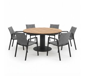 AVH-Collectie Palazzo Nancy dining tuinset 160xH75 cm 7 delig antraciet teak AVH-Collectie Palazzo Nancy dining tuinset 160xH75 cm 7 delig antraciet teak