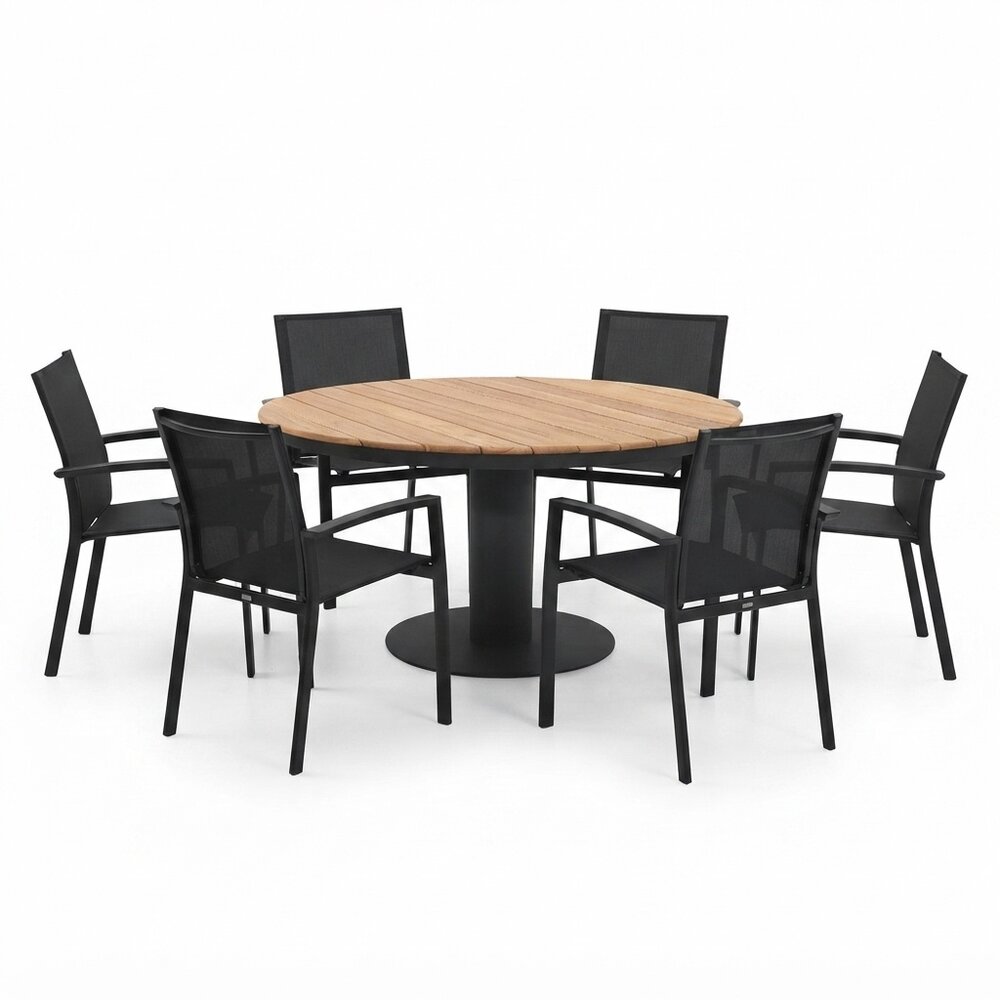 AVH-Collectie Palazzo Malaga dining tuinset 160xH75 cm 7 delig antraciet teak AVH-Collectie Palazzo Malaga dining tuinset 160xH75 cm 7 delig antraciet teak