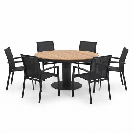 AVH-Collectie Palazzo Malaga dining tuinset 160xH75 cm 7 delig antraciet teak AVH-Collectie Palazzo Malaga dining tuinset 160xH75 cm 7 delig antraciet teak