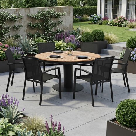 AVH-Collectie Palazzo Malaga dining tuinset 160xH75 cm 7 delig antraciet teak AVH-Collectie Palazzo Malaga dining tuinset 160xH75 cm 7 delig antraciet teak