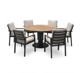 AVH-Collectie Palazzo Lola dining tuinset 160xH75 cm 7 delig antraciet teak