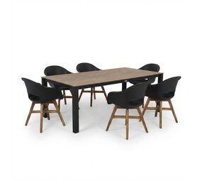 AVH-Collectie Sydney Karlstad dining tuinset 240x92xH75 cm 7 delig antraciet zwart polywood AVH-Collectie Sydney Karlstad dining tuinset 240x92xH75 cm 7 delig antraciet zwart polywood