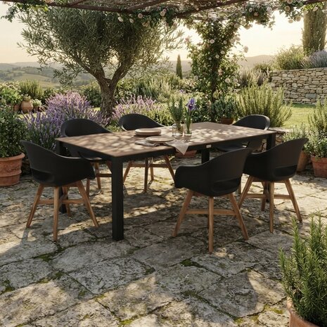 AVH-Collectie Sydney Karlstad dining tuinset 240x92xH75 cm 7 delig antraciet zwart polywood AVH-Collectie Sydney Karlstad dining tuinset 240x92xH75 cm 7 delig antraciet zwart polywood