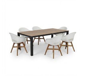 AVH-Collectie Sydney Karlstad dining tuinset 240x92xH75 cm 7 delig antraciet wit polywood AVH-Collectie Sydney Karlstad dining tuinset 240x92xH75 cm 7 delig antraciet wit polywood