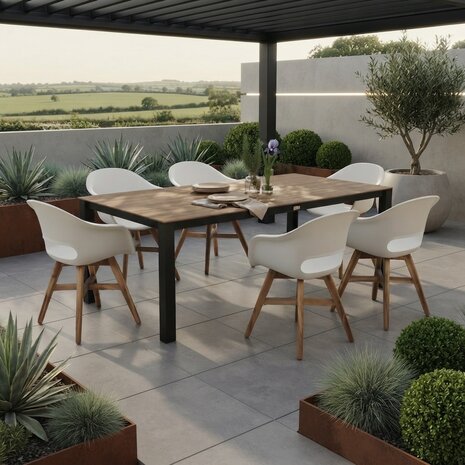 AVH-Collectie Sydney Karlstad dining tuinset 240x92xH75 cm 7 delig antraciet wit polywood AVH-Collectie Sydney Karlstad dining tuinset 240x92xH75 cm 7 delig antraciet wit polywood