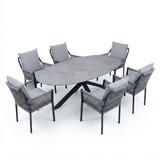 AVH-Collectie Puccini Fleur dining tuinset 220x120xH75 cm 7 delig antraciet keramiek AVH-Collectie Puccini Fleur dining tuinset 220x120xH75 cm 7 delig antraciet keramiek