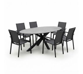 AVH-Collectie Puccini Malaga dining tuinset 220x120xH75 cm 7 delig antraciet keramiek AVH-Collectie Puccini Malaga dining tuinset 220x120xH75 cm 7 delig antraciet keramiek