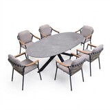 AVH-Collectie Puccini Nova dining tuinset 220x120xH75 cm 7 delig antraciet keramiek AVH-Collectie Puccini Nova dining tuinset 220x120xH75 cm 7 delig antraciet keramiek