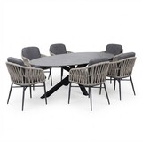 AVH-Collectie Puccini Luxor dining tuinset 220x120xH75 cm 7 delig antraciet keramiek