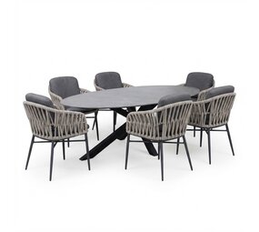 AVH-Collectie Puccini Luxor dining tuinset 220x120xH75 cm 7 delig antraciet keramiek AVH-Collectie Puccini Luxor dining tuinset 220x120xH75 cm 7 delig antraciet keramiek
