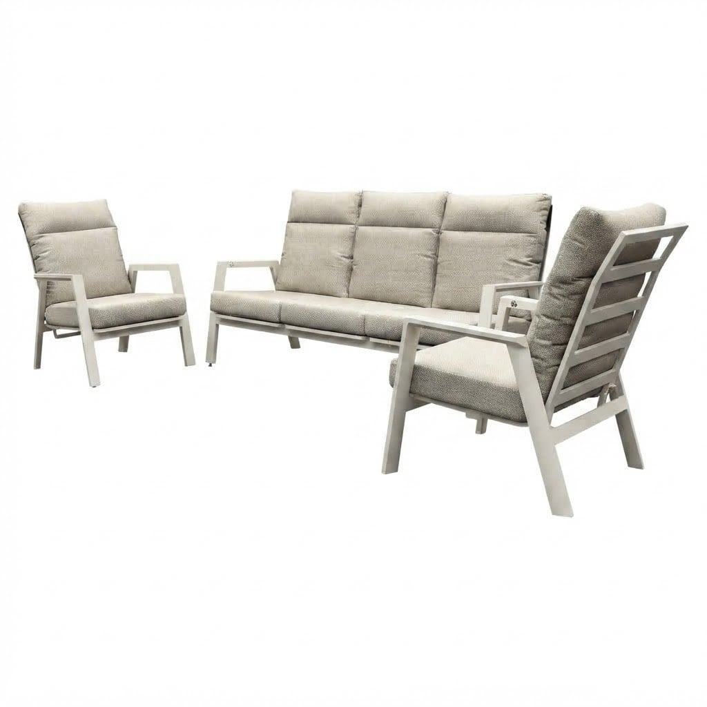 AVH-Collectie Barolo stoel bank loungeset 3-delig verstelbaar aluminium latte