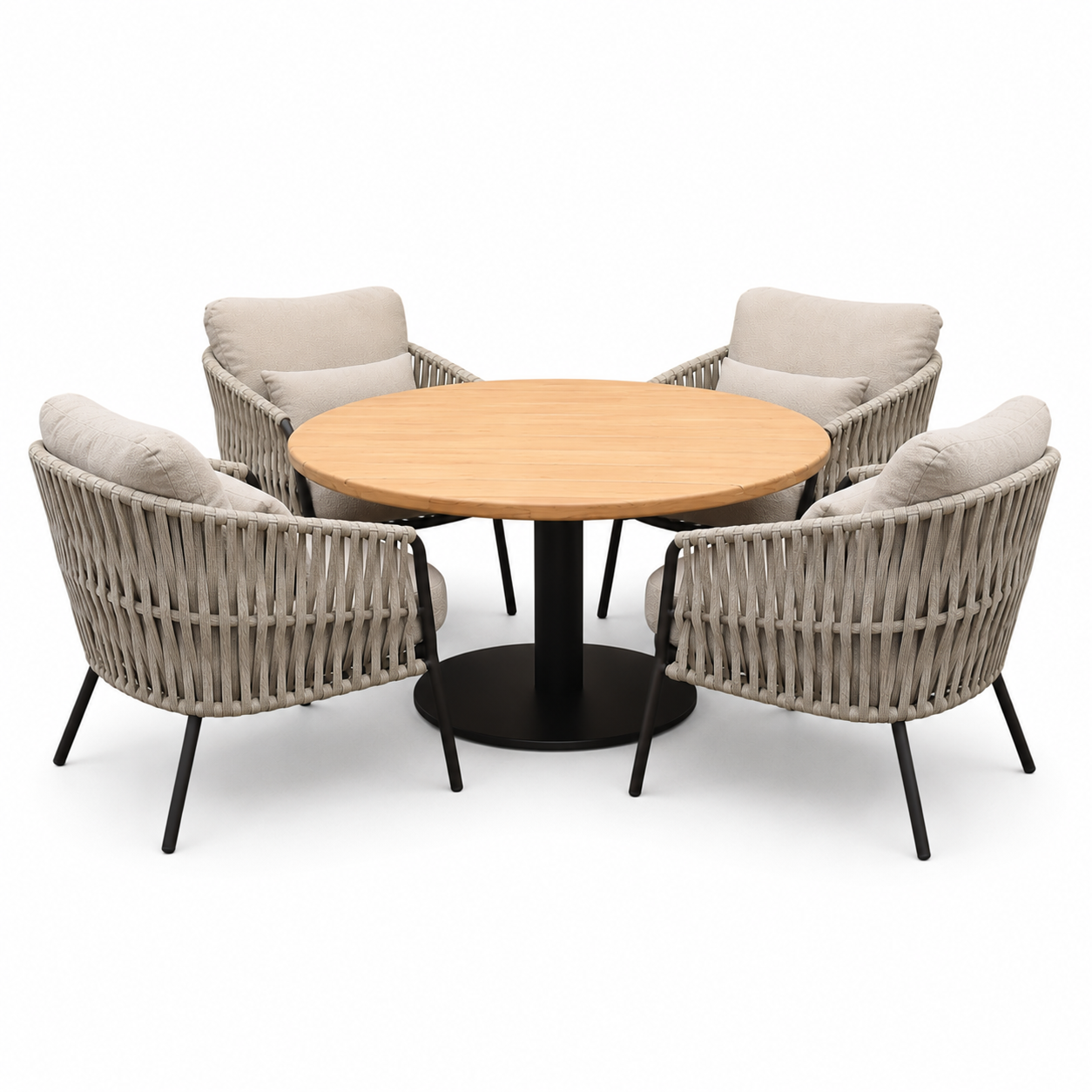 AVH-Collectie Torino Sarenza low dining tuinset 140xH71 cm 5 delig teak terre
