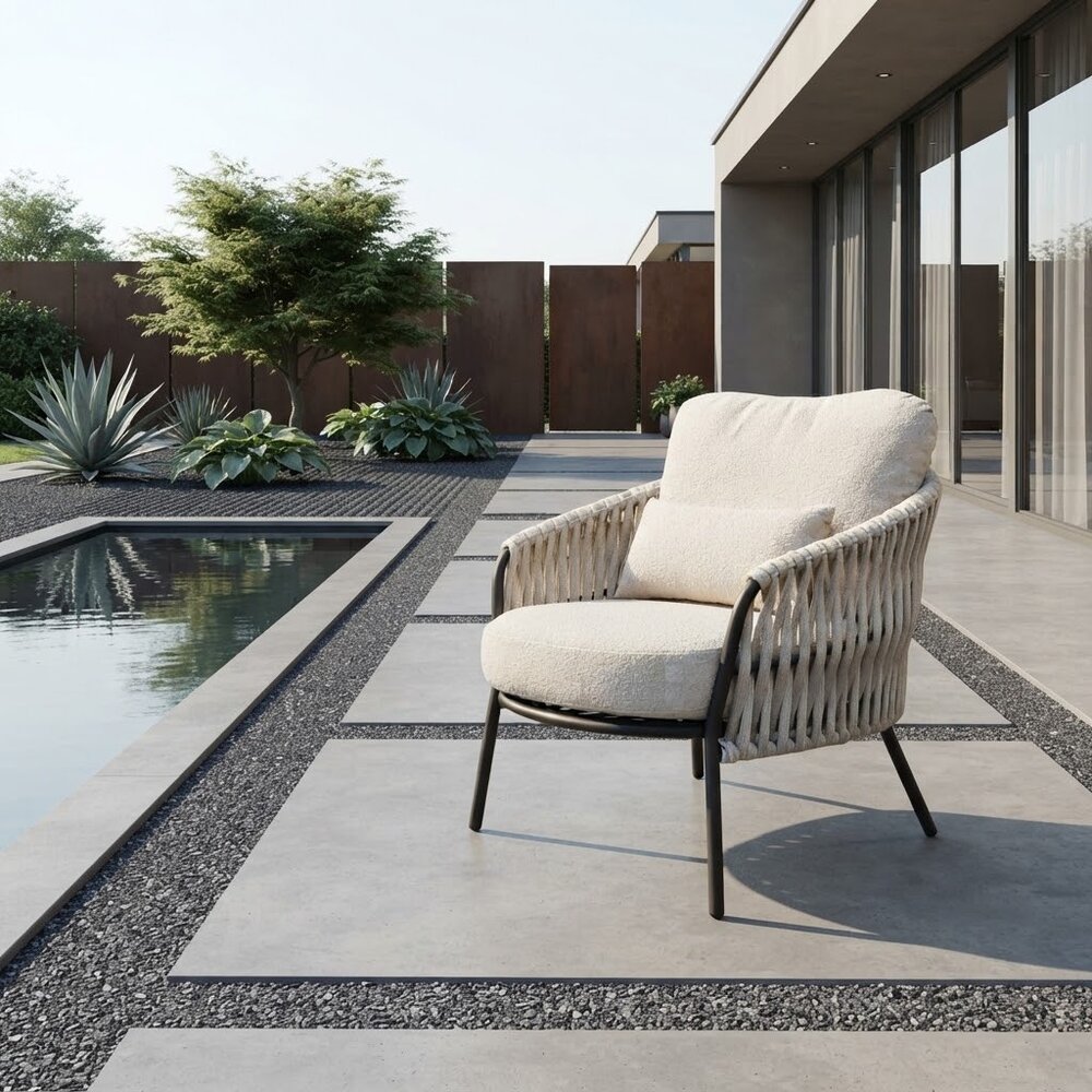 AVH-Collectie Sarenza lounge tuinstoel zand rope terre frame AVH-Collectie Sarenza lounge tuinstoel zand rope terre frame