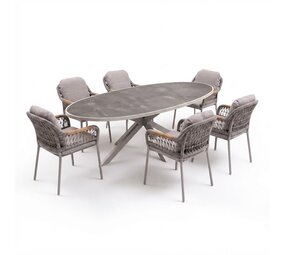 AVH-Collectie Ohio Monza dining tuinset 241x116xH74 cm 7 delig latte keramiek AVH-Collectie Ohio Monza dining tuinset 241x116xH74 cm 7 delig latte keramiek
