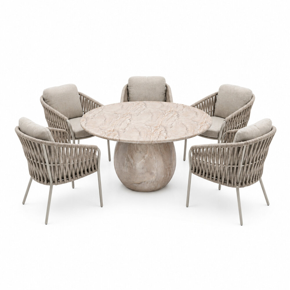 AVH-Collectie Sarenza Dante dining tuinset 140xH75 cm 6 delig zand AVH-Collectie Sarenza Dante dining tuinset 140xH75 cm 6 delig zand
