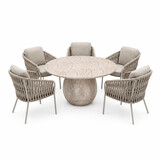 AVH-Collectie Sarenza Dante dining tuinset 140xH75 cm 6 delig zand AVH-Collectie Sarenza Dante dining tuinset 140xH75 cm 6 delig zand