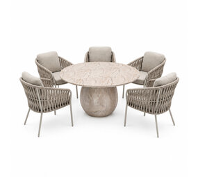 AVH-Collectie Sarenza Dante dining tuinset 140xH75 cm 6 delig zand AVH-Collectie Sarenza Dante dining tuinset 140xH75 cm 6 delig zand