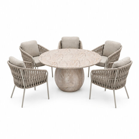 AVH-Collectie Sarenza Dante dining tuinset 140xH75 cm 6 delig zand AVH-Collectie Sarenza Dante dining tuinset 140xH75 cm 6 delig zand