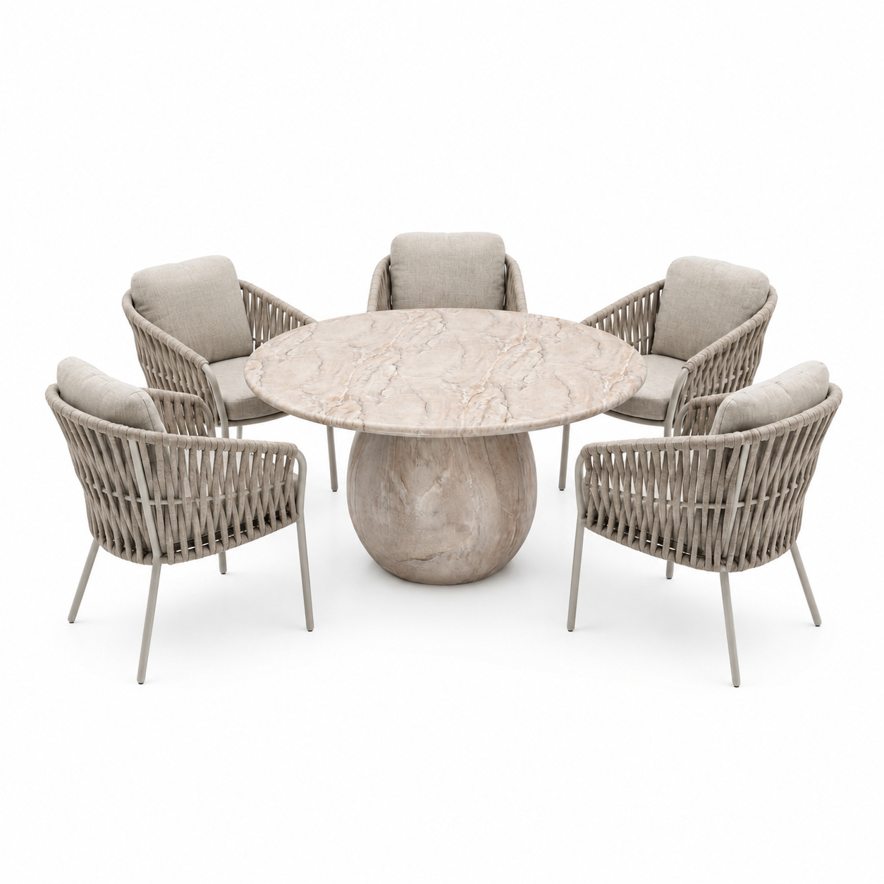AVH-Collectie Sarenza Dante dining tuinset 140xH75 cm 6 delig zand