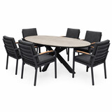 AVH-Collectie Salvador Costa Rica dining tuinset 220x115xH75 cm 7 delig antraciet polywood AVH-Collectie Salvador Costa Rica dining tuinset 220x115xH75 cm 7 delig antraciet polywood