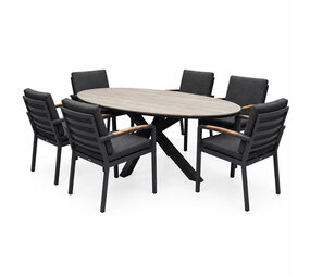 AVH-Collectie Salvador Costa Rica dining tuinset 220x115xH75 cm 7 delig antraciet polywood AVH-Collectie Salvador Costa Rica dining tuinset 220x115xH75 cm 7 delig antraciet polywood