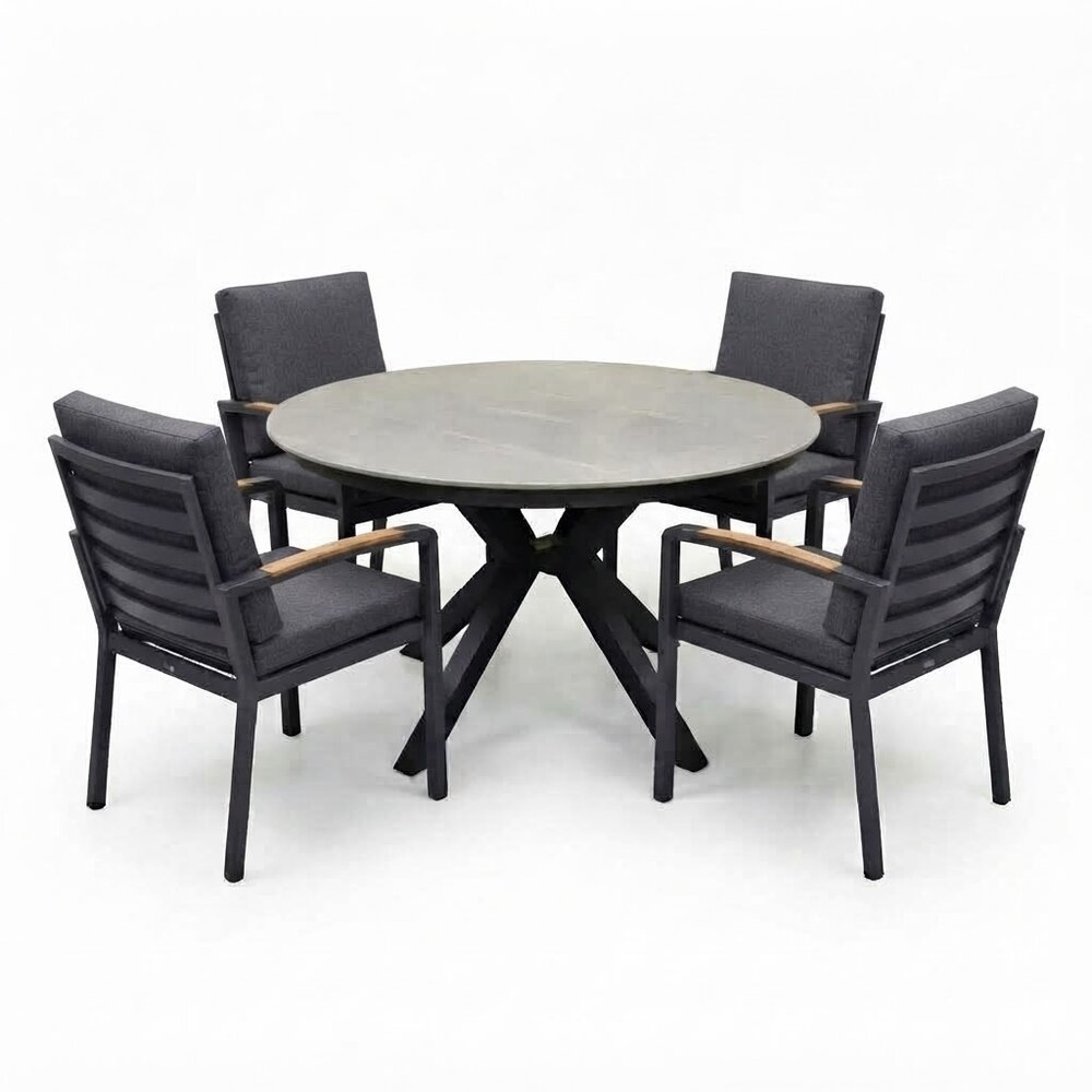 AVH-Collectie Samantha Costa Rica dining tuinset 120xH75 cm 5 delig antraciet keramiek AVH-Collectie Samantha Costa Rica dining tuinset 120xH75 cm 5 delig antraciet keramiek