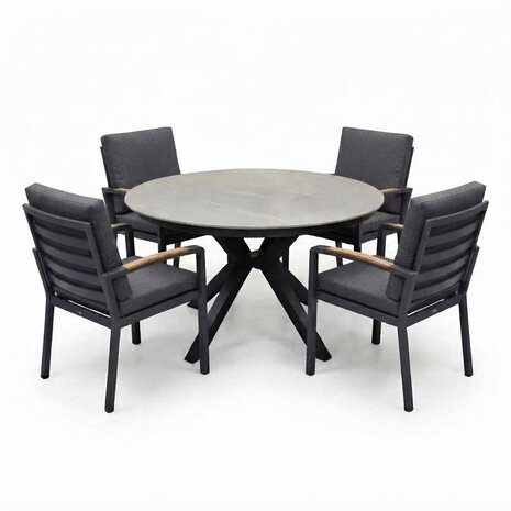 AVH-Collectie Samantha Costa Rica dining tuinset 120xH75 cm 5 delig antraciet keramiek AVH-Collectie Samantha Costa Rica dining tuinset 120xH75 cm 5 delig antraciet keramiek