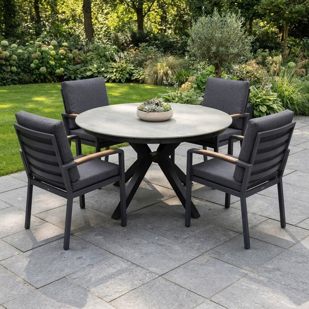 AVH-Collectie Samantha Costa Rica dining tuinset 120xH75 cm 5 delig antraciet keramiek AVH-Collectie Samantha Costa Rica dining tuinset 120xH75 cm 5 delig antraciet keramiek