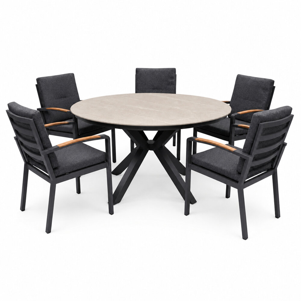 AVH-Collectie Samantha Costa Rica dining tuinset 144xH75 cm 6 delig antraciet keramiek AVH-Collectie Samantha Costa Rica dining tuinset 144xH75 cm 6 delig antraciet keramiek