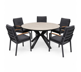 AVH-Collectie Samantha Costa Rica dining tuinset 144xH75 cm 6 delig antraciet keramiek AVH-Collectie Samantha Costa Rica dining tuinset 144xH75 cm 6 delig antraciet keramiek
