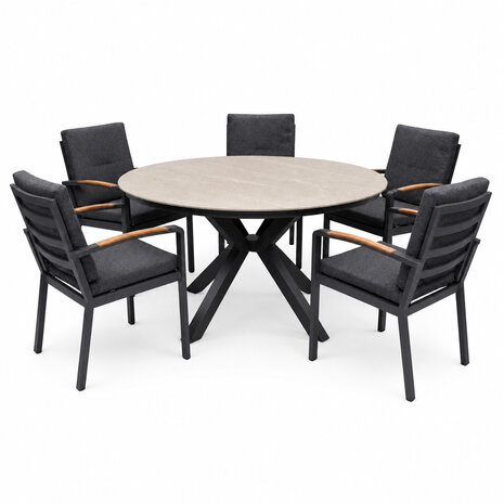 AVH-Collectie Samantha Costa Rica dining tuinset 144xH75 cm 6 delig antraciet keramiek AVH-Collectie Samantha Costa Rica dining tuinset 144xH75 cm 6 delig antraciet keramiek