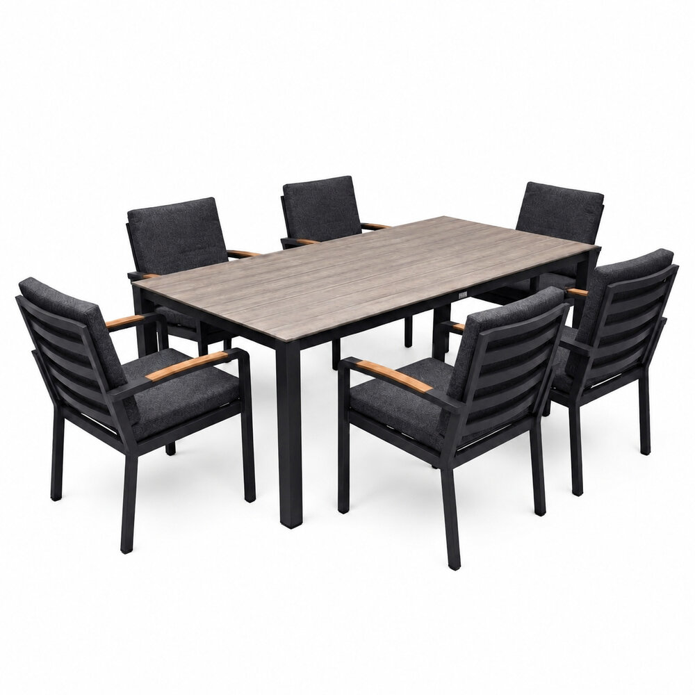 AVH-Collectie Sydney Costa Rica dining tuinset 240x92xH75 cm 7 delig antraciet polywood AVH-Collectie Sydney Costa Rica dining tuinset 240x92xH75 cm 7 delig antraciet polywood
