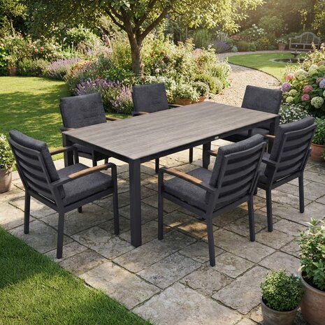 AVH-Collectie Sydney Costa Rica dining tuinset 240x92xH75 cm 7 delig antraciet polywood AVH-Collectie Sydney Costa Rica dining tuinset 240x92xH75 cm 7 delig antraciet polywood