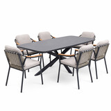 AVH-Collectie Sayanora Nova dining tuinset 240x110xH74 cm 7 delig antraciet keramiek AVH-Collectie Sayanora Nova dining tuinset 240x110xH74 cm 7 delig antraciet keramiek