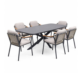 AVH-Collectie Sayanora Nova dining tuinset 240x110xH74 cm 7 delig antraciet keramiek AVH-Collectie Sayanora Nova dining tuinset 240x110xH74 cm 7 delig antraciet keramiek