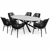 AVH-Collectie Puccini Chianti dining tuinset 220x120xH75 cm 7 delig antraciet keramiek AVH-Collectie Puccini Chianti dining tuinset 220x120xH75 cm 7 delig antraciet keramiek
