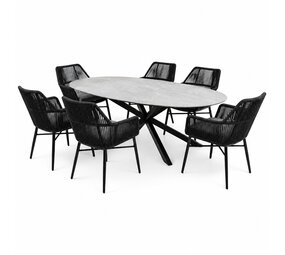 AVH-Collectie Puccini Chianti dining tuinset 220x120xH75 cm 7 delig antraciet keramiek AVH-Collectie Puccini Chianti dining tuinset 220x120xH75 cm 7 delig antraciet keramiek