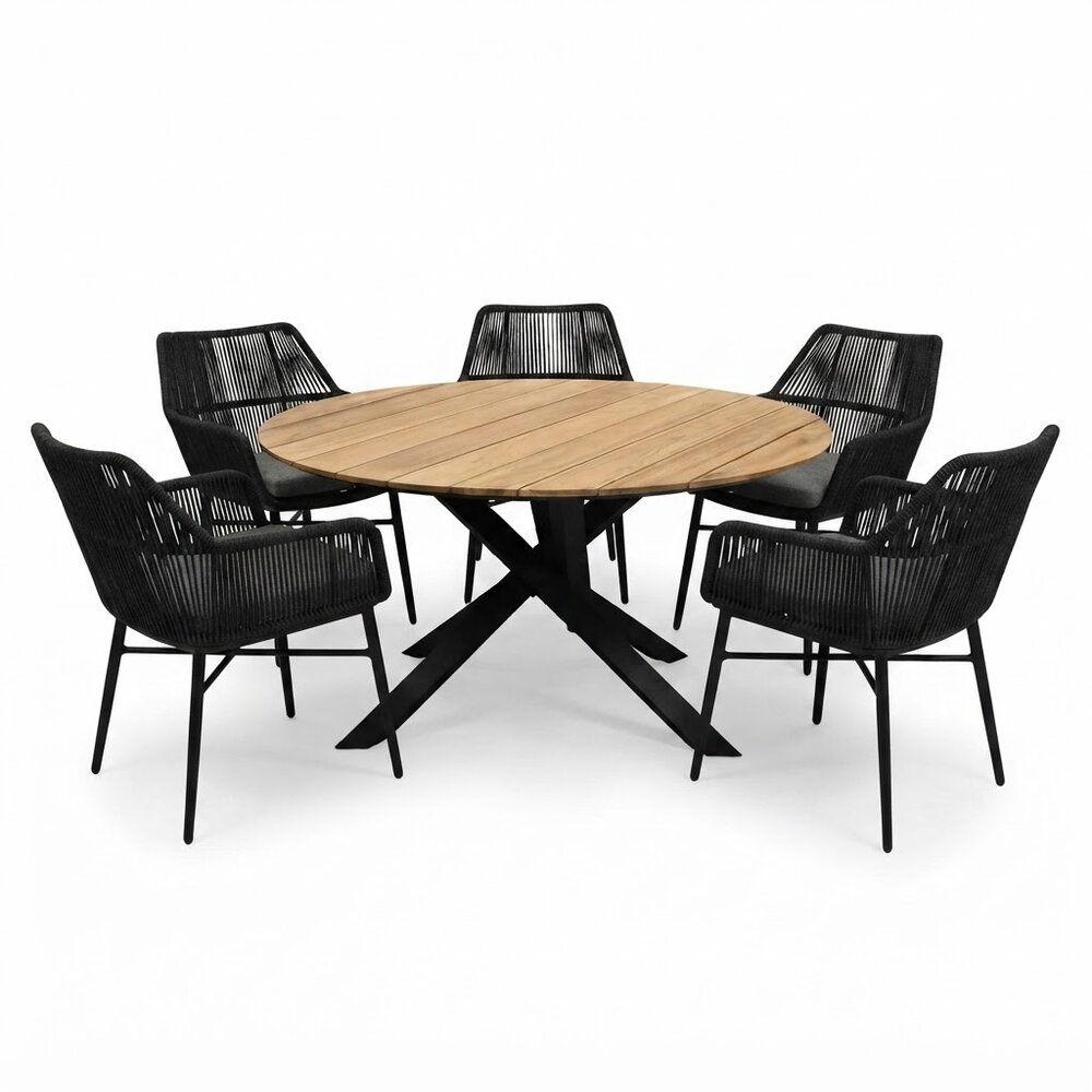 AVH-Collectie San Jose Chianti dining tuinset 150xH74 cm 6 delig antraciet teak AVH-Collectie San Jose Chianti dining tuinset 150xH74 cm 6 delig antraciet teak