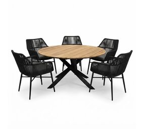 AVH-Collectie San Jose Chianti dining tuinset 150xH74 cm 6 delig antraciet teak AVH-Collectie San Jose Chianti dining tuinset 150xH74 cm 6 delig antraciet teak