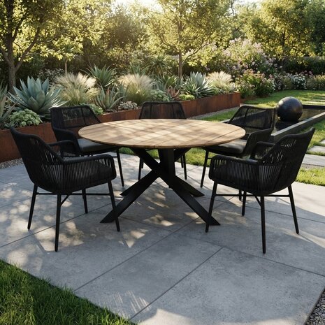 AVH-Collectie San Jose Chianti dining tuinset 150xH74 cm 6 delig antraciet teak AVH-Collectie San Jose Chianti dining tuinset 150xH74 cm 6 delig antraciet teak
